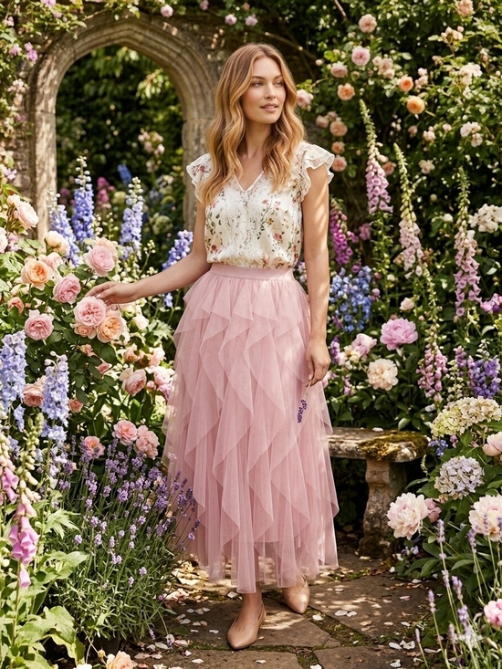 Dresses & Skirts - ✨ Anthropologie Style Tiered Ruffle Tulle Midi Skirt ✨
